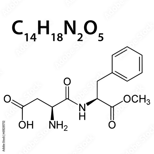 Chemical structure of aspartame molecule