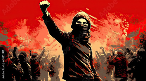 red revolution revolt communism activist guerilla - by generative ai