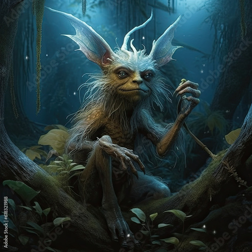 goblin mage druid old sage grim dark fantasy - by generative ai