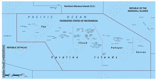 political vector map of the Federated States of Micronesia