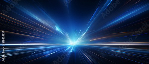 Vector Abstract, science, futuristic, energy technology concept. Digital image of light rays, stripes lines with blue light background