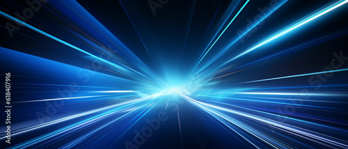 Vector Abstract, science, futuristic, energy technology concept. Digital image of light rays, stripes lines with blue light background