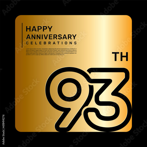 93th anniversary celebration template design with simple and luxury style in golden color