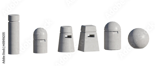 isolated various bollard model, best use for urban street design, best use for foreground render, best use for post production render.