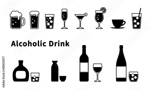 アルコールドリンクのアイコンセット_Alcoholic drink icon set