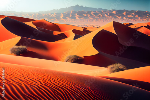 Serene Desert Sand Dunes. Generative AI.
