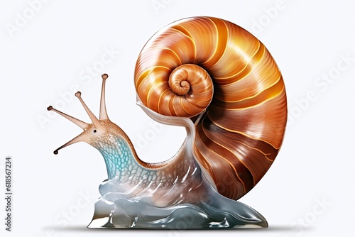 snail nautilus ammonite gastropod winkle isolated on white background with 8k high resolution