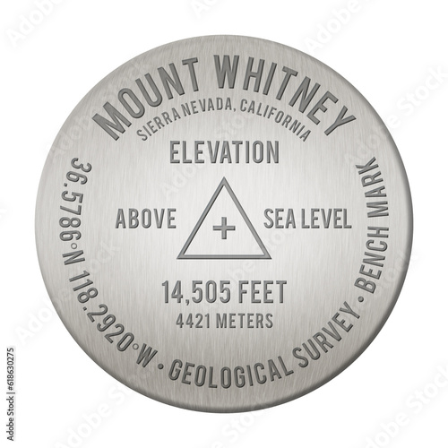 Mount Whitney Bench Mark illustration, transparent, the 11th Tallest Mountain in the United States, in the state of California