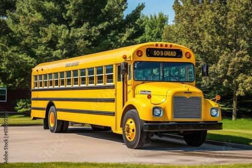 empty Old Yellow School Bus profesional photography ai generated