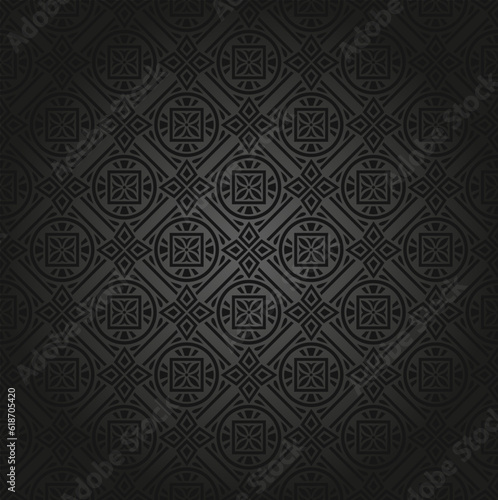 Seamless dark damask pattern design