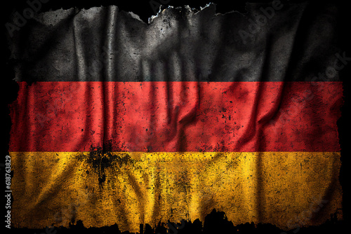 Flag of Germany background with a distressed vintage weathered effect texture a tricolour officially known as the State Flag of the Federal Authorities, computer Generative AI stock illustration