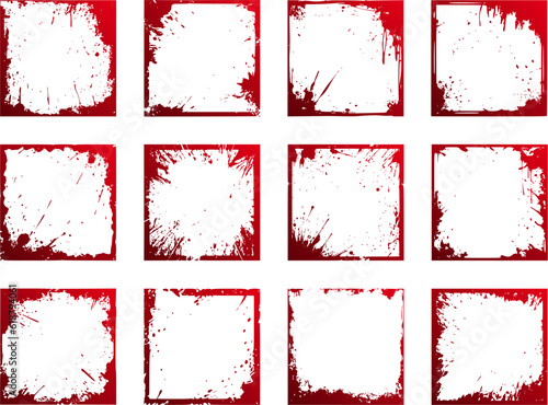 Set of bloody frame border square vector illustrations