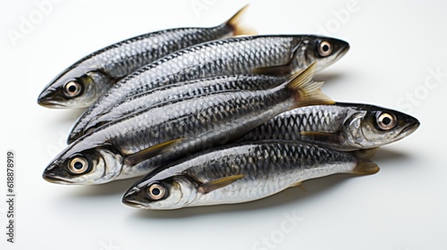 raw sardines isolated on white background