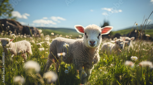 A Sheep on a Field, made with generative AI