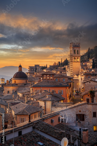 Assisi, Italy rooftop hilltop Old Town Skyline