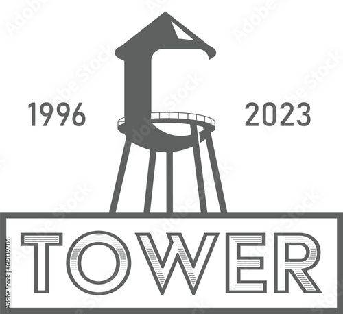 Water tower vector logo illustration design