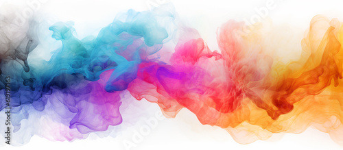 Brightly multi-coloured abstract painted art on white background 