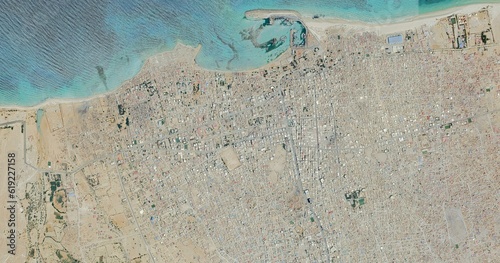 3D Buildings Rendering Boosaaso Somalia HD satellite image