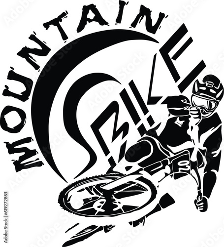 Montain bike black and white illustration
