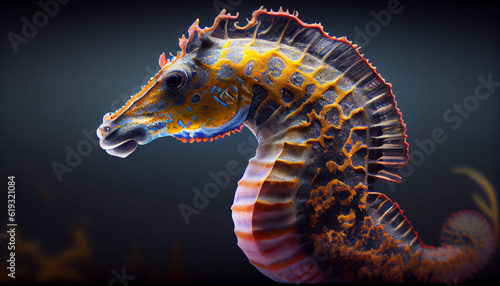 Colored seahorse Ai generated image