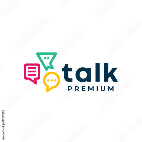 collection of chat balloon or talk colorful logo symbol icon vector template