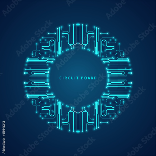 Abstract technology background with round circuit board.