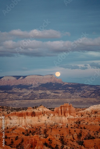 Full moon over Bryce Canyon National Park, Southern Utah.