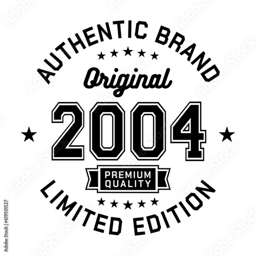 2004 Authentic brand. Apparel fashion design. Graphic design for t-shirt. Vector and illustration. 