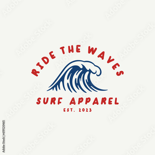 Wave logo design template for surf club, surf shop, surf merch. 