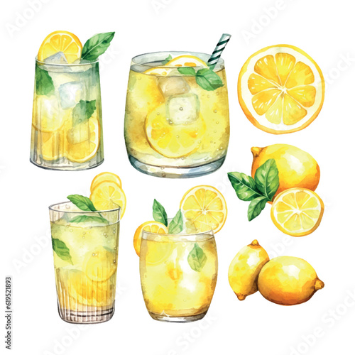Vintage lemonade watercolor, great design for any purposes.