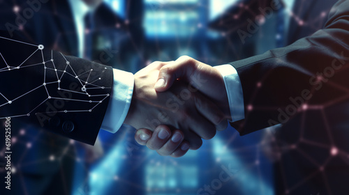 Businessmen handshake with partner, greeting, deal, merger and acquisition, joint venture concept, for business, finance and investment, teamwork. ai generative