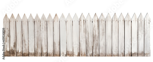 old painted white wooden fence on transparent background, png