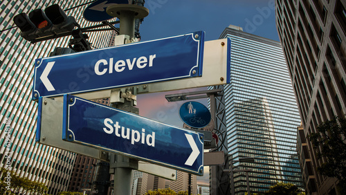 Street Sign Clever versus Stupid