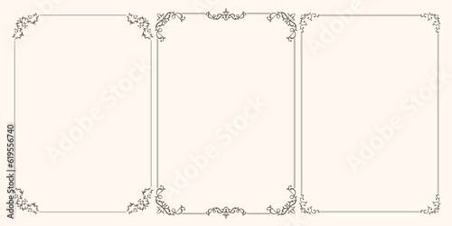 Set of vector frames with swirls and leaves