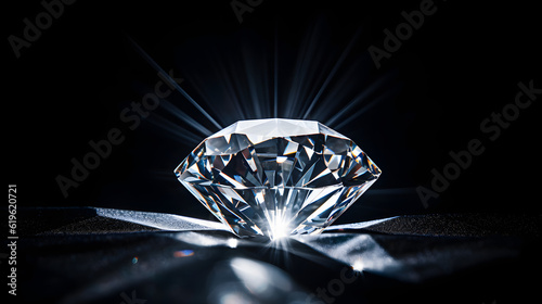 A diamond displayed on a white surface 