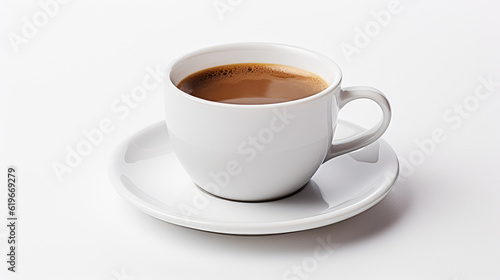 coffee cup beans splash on white background