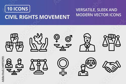 Vector Civil Rights Movement Icon Set 