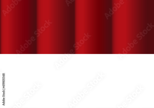 Plantilla con telón de teatro rojo y medio fondo rectangular blanco