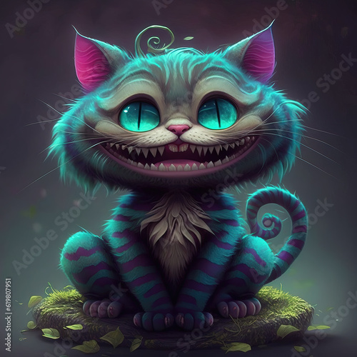 Blue Cheshire Cat Illustration