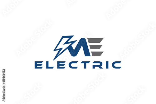 Electrical industry logo design ME initial company lightning icon symbol