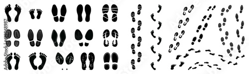 Different human footprints icon. Vector