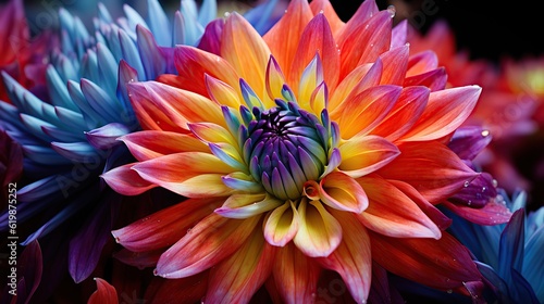 Colorful flower closeup Generative AI