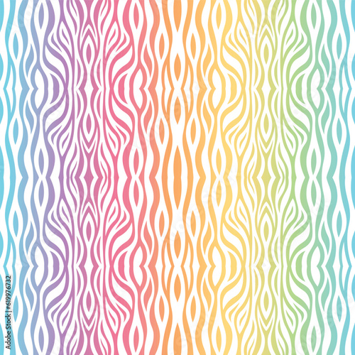 Colorful Rainbow Tiger Stripe Abstract Geometric Seamless Vector Repeat Pattern
