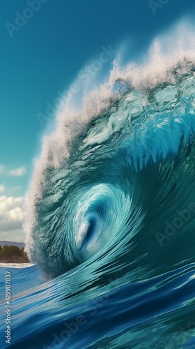 Ocean wave blue water background. AI Generated