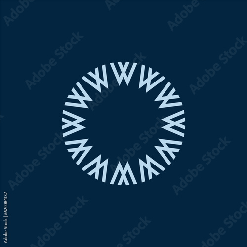 Abstract sun m w logo. This logo can be used in one flat color without losing its original impact. This logo means dynamic, trust, and innovation. This logo can be used for fintech, venture capital.