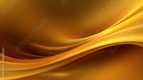 abstract background with golden waves on dark, generative ai