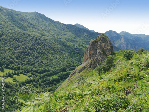 Promotional photography of the Somiedo lake valley, Asturias, Spain, an area of singular beauty, tourist interest and well-preserved nature,