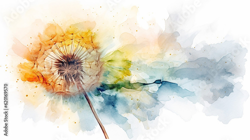 Watercolor dandelion flower illustration