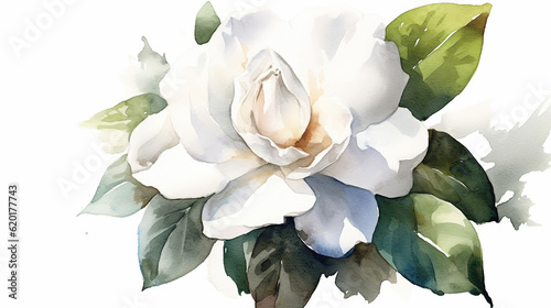 Watercolor gardenia flower. flower background 