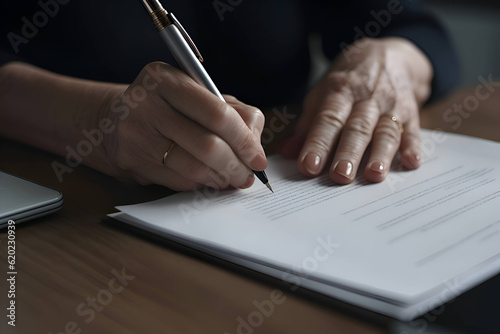 The woman signs the contract, Generative AI